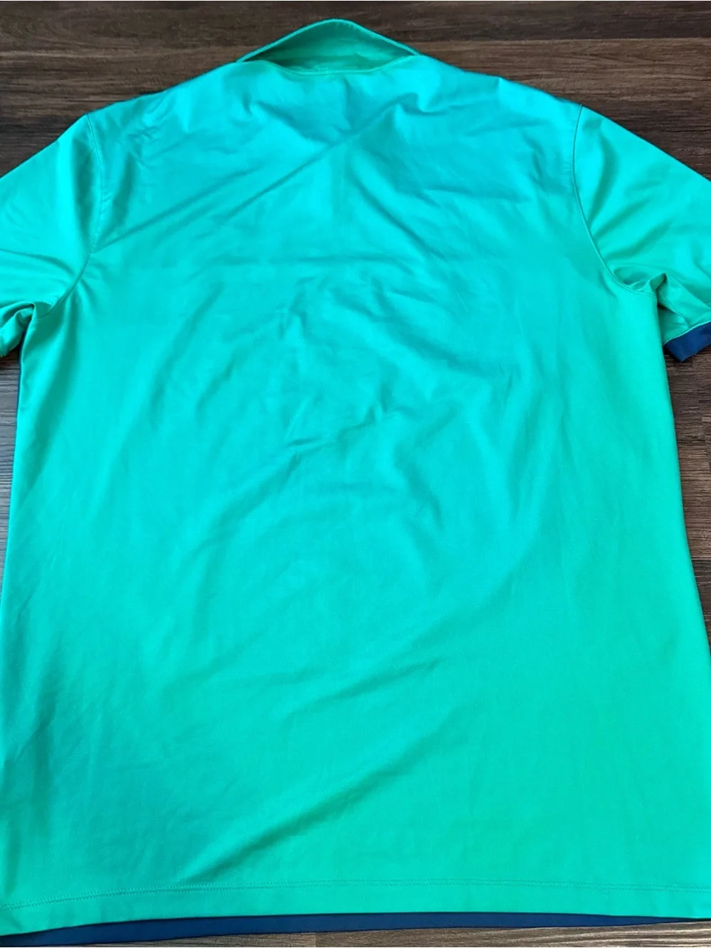 Nike Polo Shirt Mens Medium Blue Green Dri Fit Colorblock Golf Sporty Athleisure